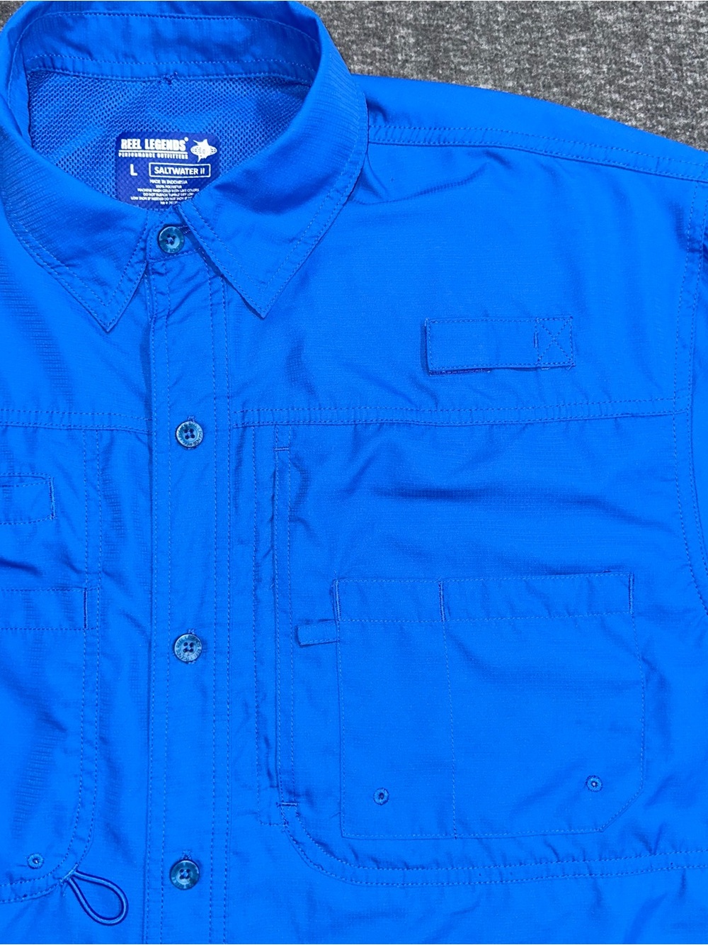 Reel Legends Saltwater II Blue Fishing Shirt Mens Large Long Sleeve Vented - Picture 2 of 7